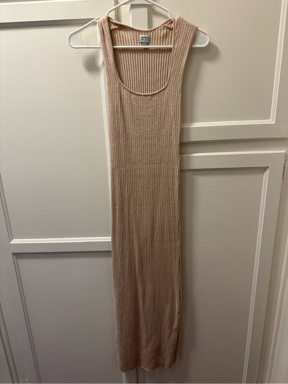 Rhythm. Ribbed Maxi Tank Dress in Beige